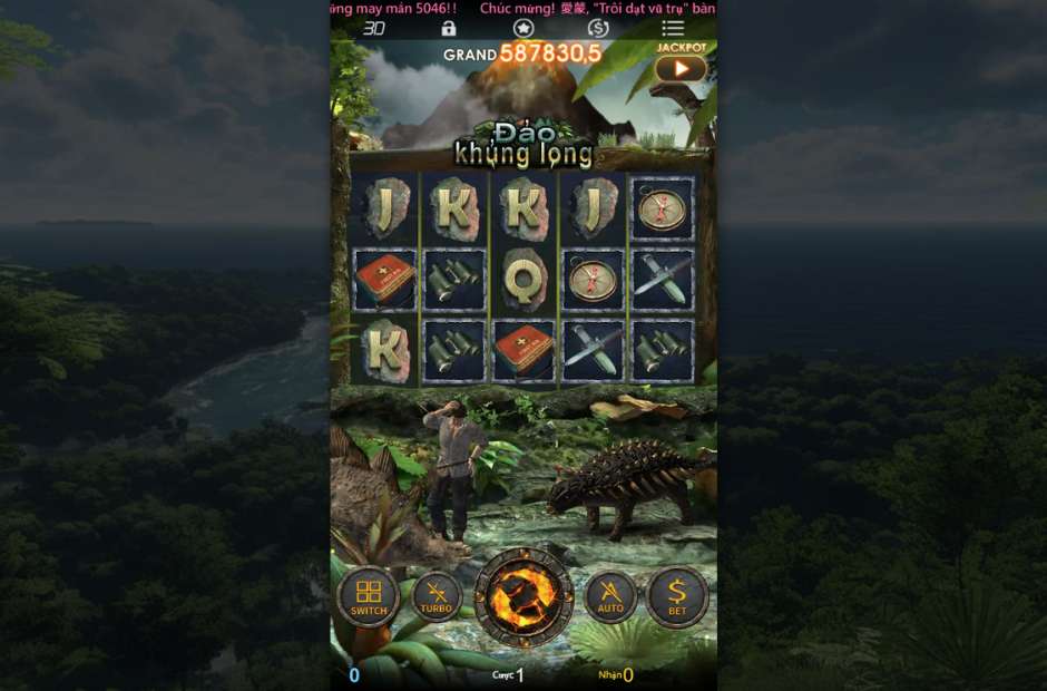 Giao diện slot game Đảo Khủng Long